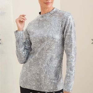 New Chicos Size 1 (M) Sequin Fully Lined Snake Print Top Blouse (NWT)